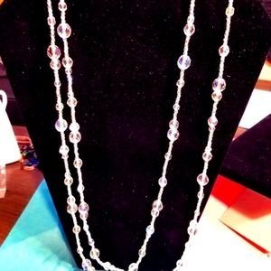 💖Six Vintage Clear Glass Crystal Necklaces